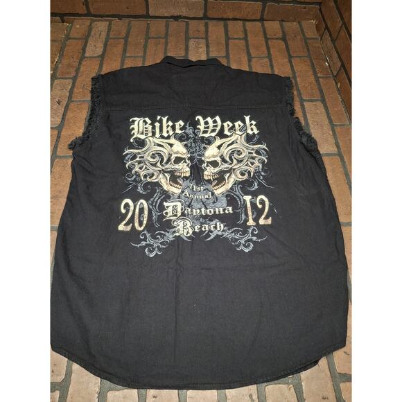Bike Week 2012 Daytona Beach Florida Motorcycle Sleeveless Button Up Size Med - Picture 1 of 6